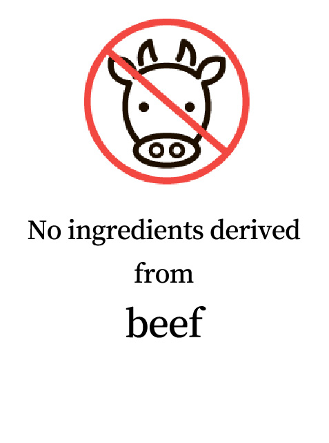 No ingredients derived from beef